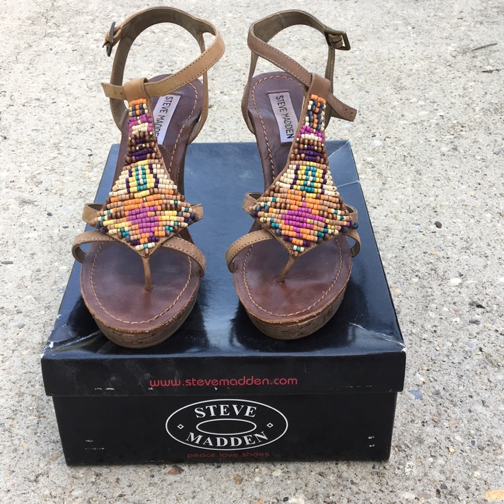 Steve Madden Brown Mulit-Color Wedges